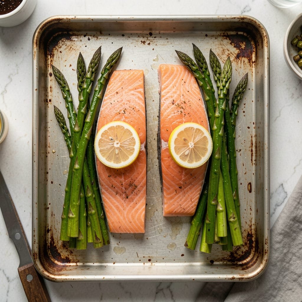 Crispy Sheet-Pan Salmon & Asparagus salmon w asparagus