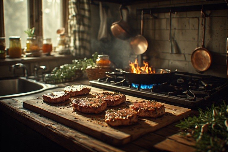 seared chicken, steak and pork chops perfect for the diabetic beginner cook