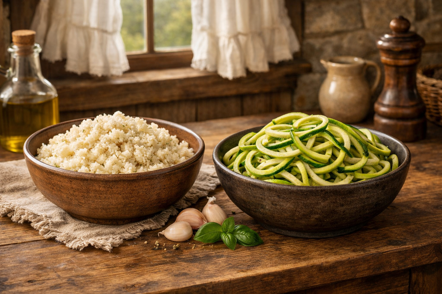 Gluten-Free and great for Diabetics cauliflower rice and zucchini noodles