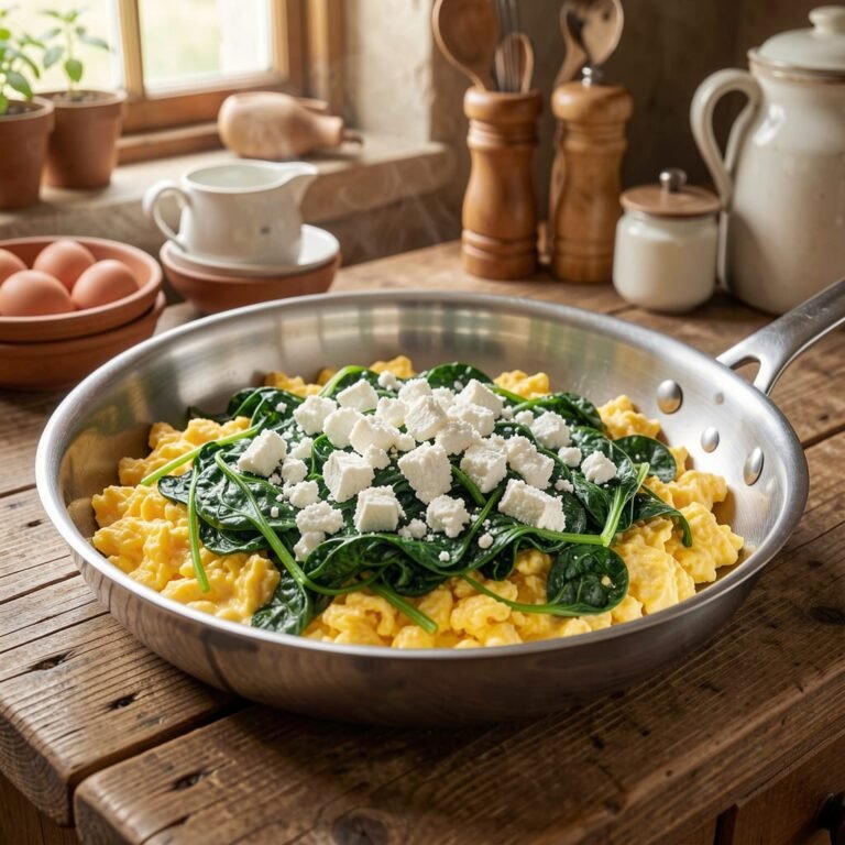 Master low-heat egg cookery with this quick, diabetic-friendly spinach and feta skillet scramble. Perfect for busy mornings.