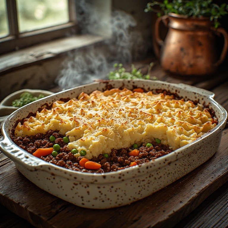 Classic Gluten-Free Beef Shepherd’s Pie Easy to make Gluten-Free shepherds pie in a white baking dish